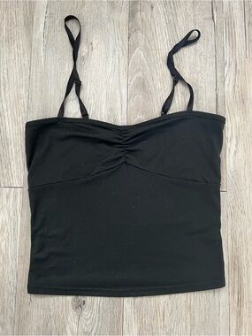 SHEIN Black Ruched Spaghetti Strap Crop Cami